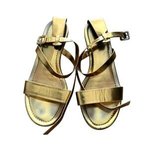 Women’s Size 8.5 J.Crew Gold Metallic Leather Sandals Made in Italy Flats